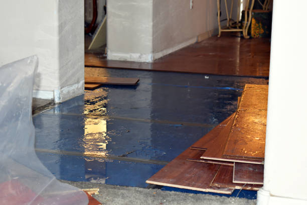 Professional Flood Damage Restoration technician working in Mecosta, MI